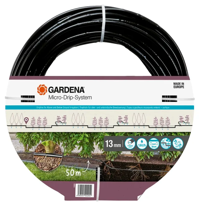 gardena-tropfrohr-50-m-ober-und-unterirdisch-mit-integrierten-tropfern-und-wurze image 1