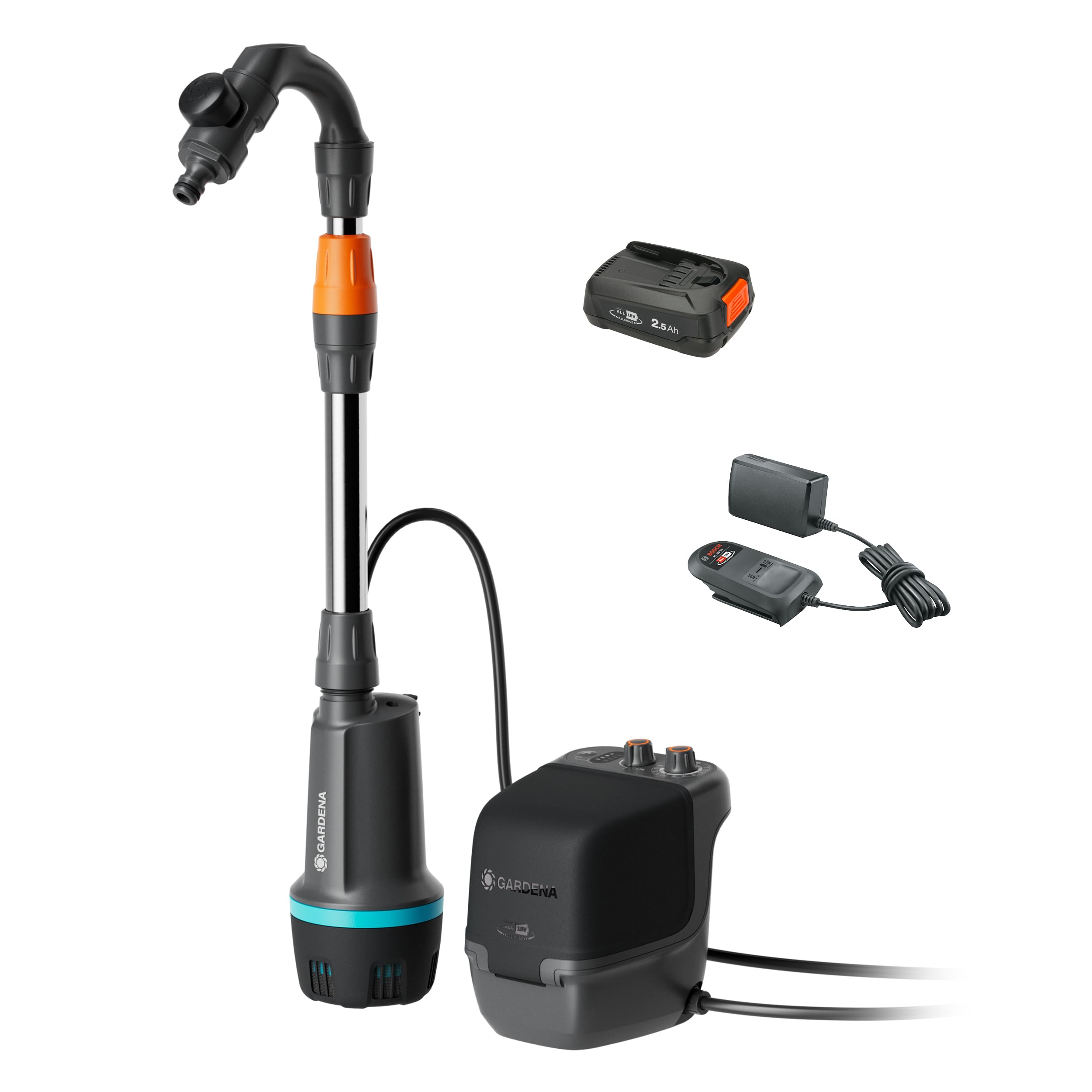 gardena-akku-regenfasspumpe-2400-comfortautomatic-18v-p4a-ready-to-use-set-14605 image 1