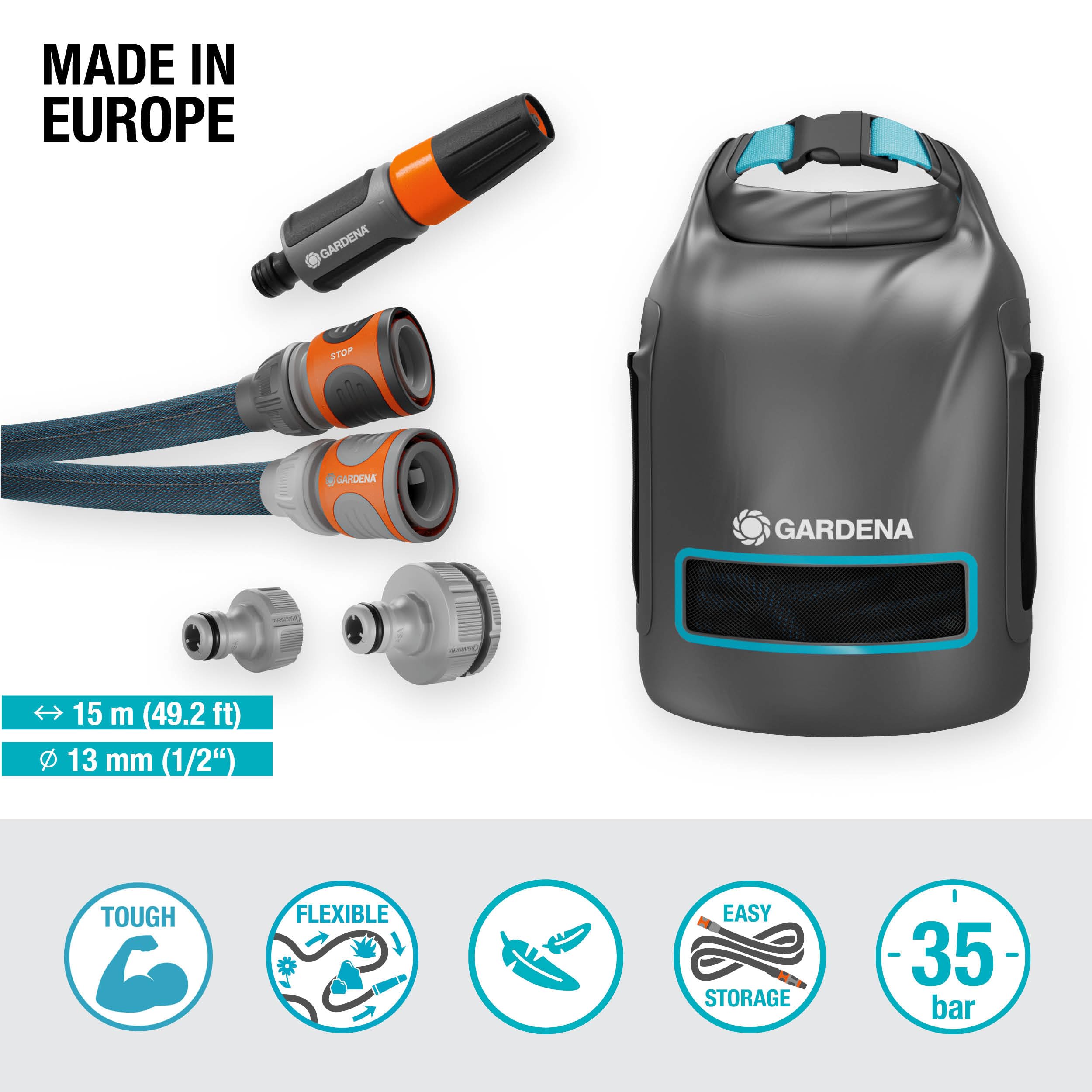 gardena-liano-xtreme-1-2-zoll-gartenschlauch-set-15-m-mit-tasche-extrem-robuster image 2